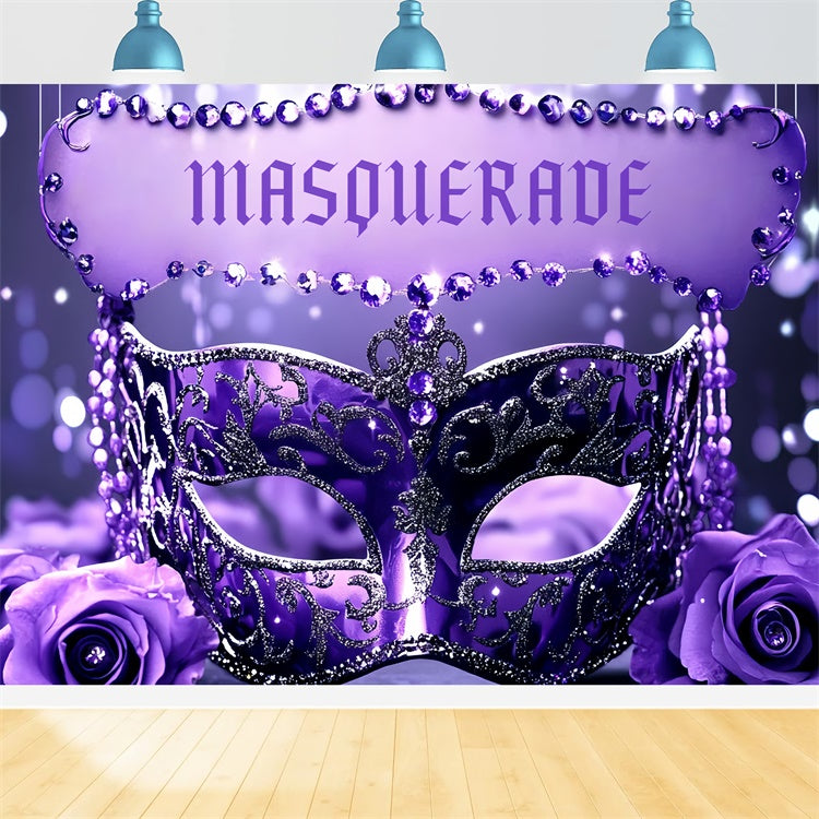 Maskerade Backdrop Design Lila Glam Edelstein Maske Backdrop CSH5-251