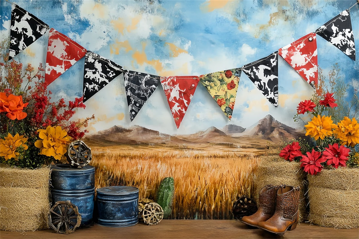 Western Cowboy Backdrop Rustikale Baby Rodeo Kinder Hintergrund CSH5-263