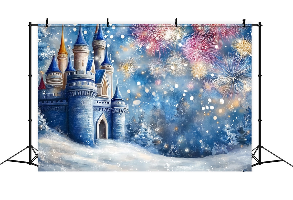 Winter Schloss Hintergrund Feuerwerk Frost Schloss Kinder Hintergrund CSH5-267
