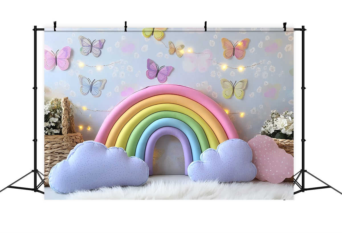 Regenbogen Backdrop Schmetterling Regenbogen Glückseligkeit Neugeborene Backdrops CSH5-269