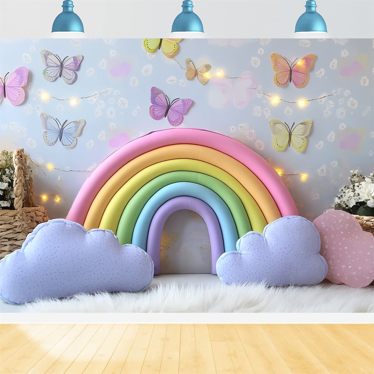 Regenbogen Backdrop Schmetterling Regenbogen Glückseligkeit Neugeborene Backdrops CSH5-269