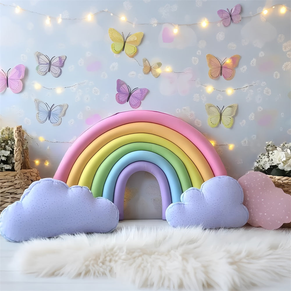 Regenbogen Backdrop Schmetterling Regenbogen Glückseligkeit Neugeborene Backdrops CSH5-269