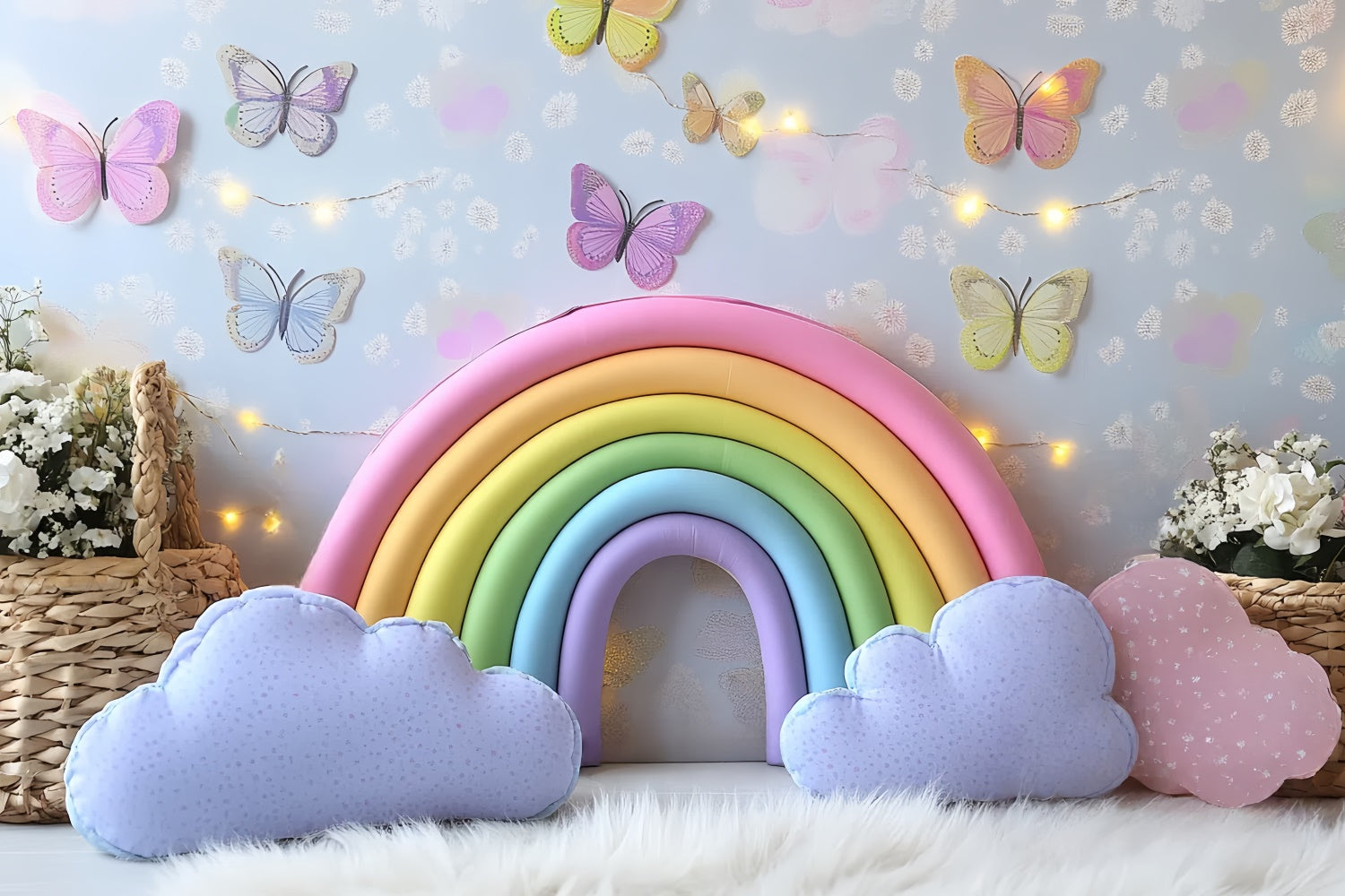 Regenbogen Backdrop Schmetterling Regenbogen Glückseligkeit Neugeborene Backdrops CSH5-269