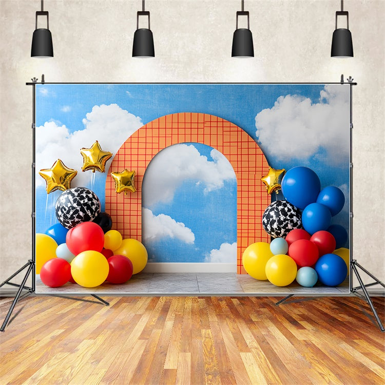 Kinder-Fotohintergrund Blauer Himmel Ballon Traumhintergrund CSH5-284