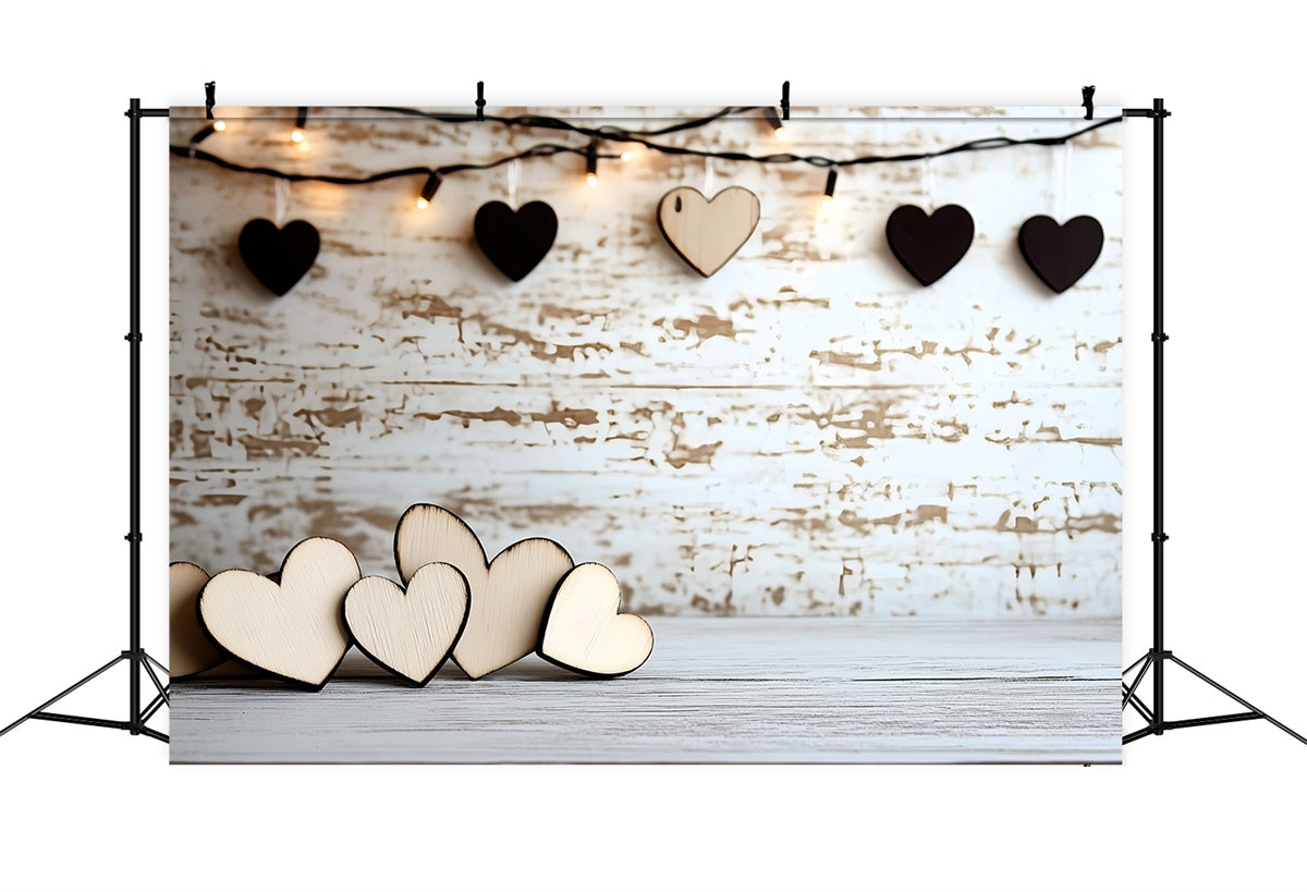 Vatertag Backdrop Holzherz Lichterkette Backdrop CSH5-29