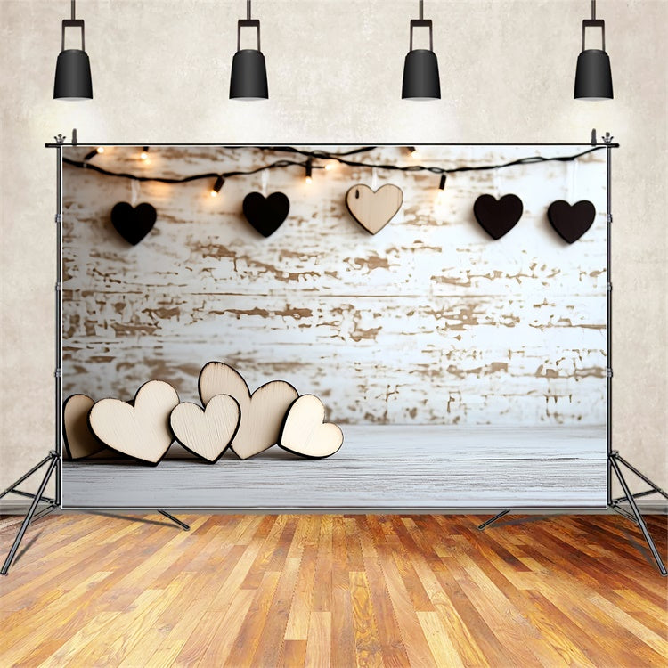 Vatertag Backdrop Holzherz Lichterkette Backdrop CSH5-29