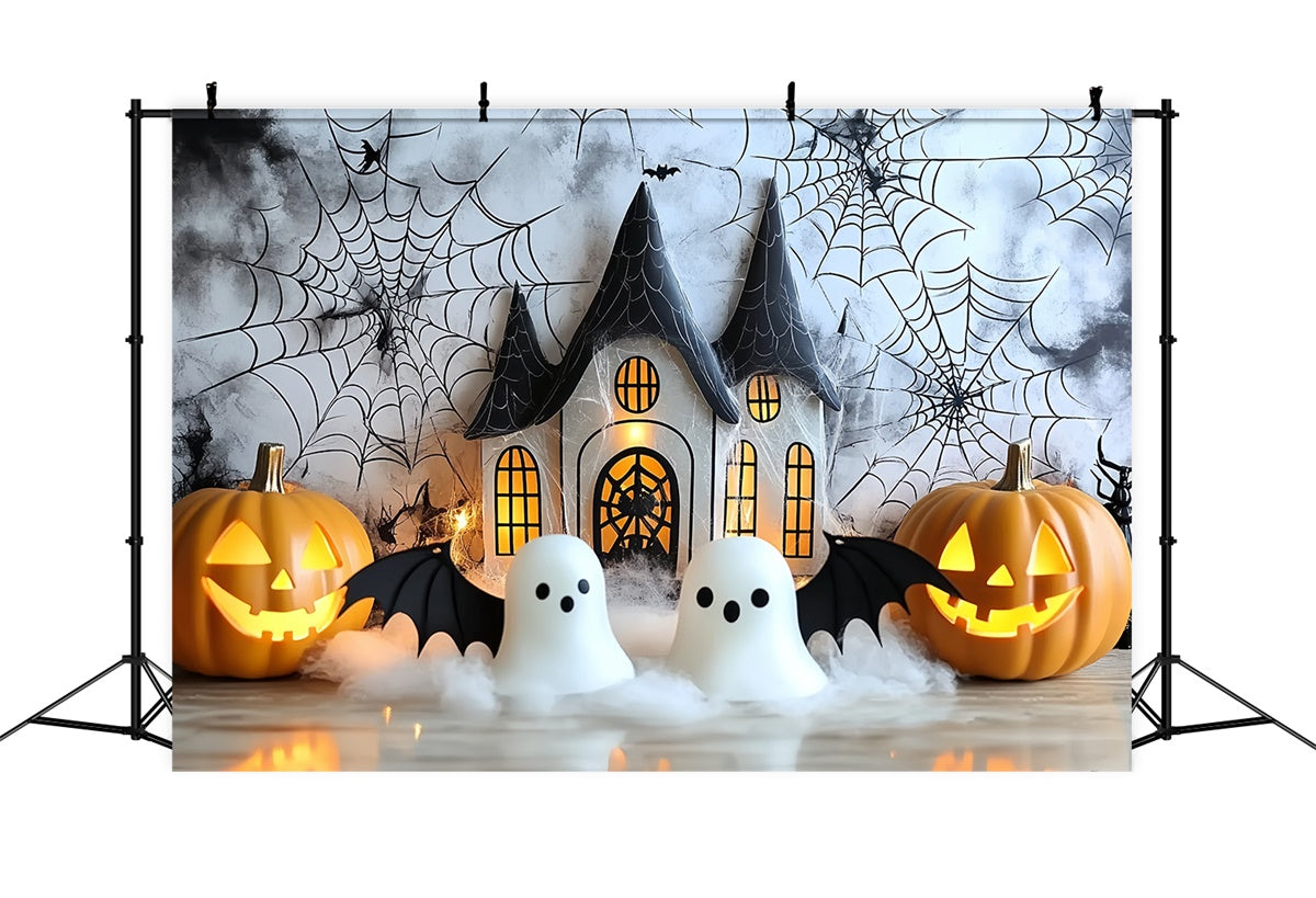 Halloween Fotokulisse Glühendes Kürbishaus Kinderkulisse CSH5-311