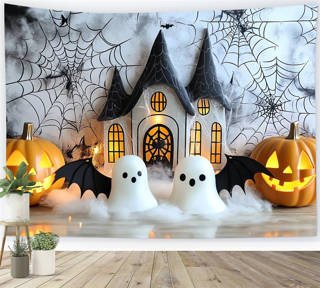 Halloween Fotokulisse Glühendes Kürbishaus Kinderkulisse CSH5-311