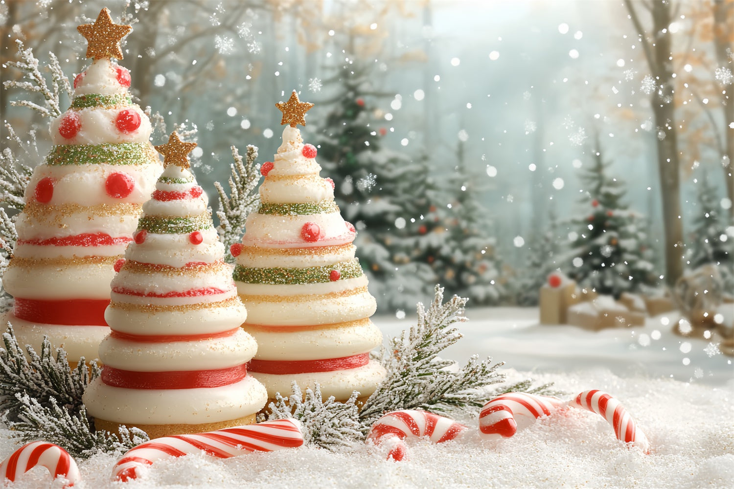 Weihnachten Fotokulissen Süße Weihnachten Wald Kinder Hintergrund CSH5-325