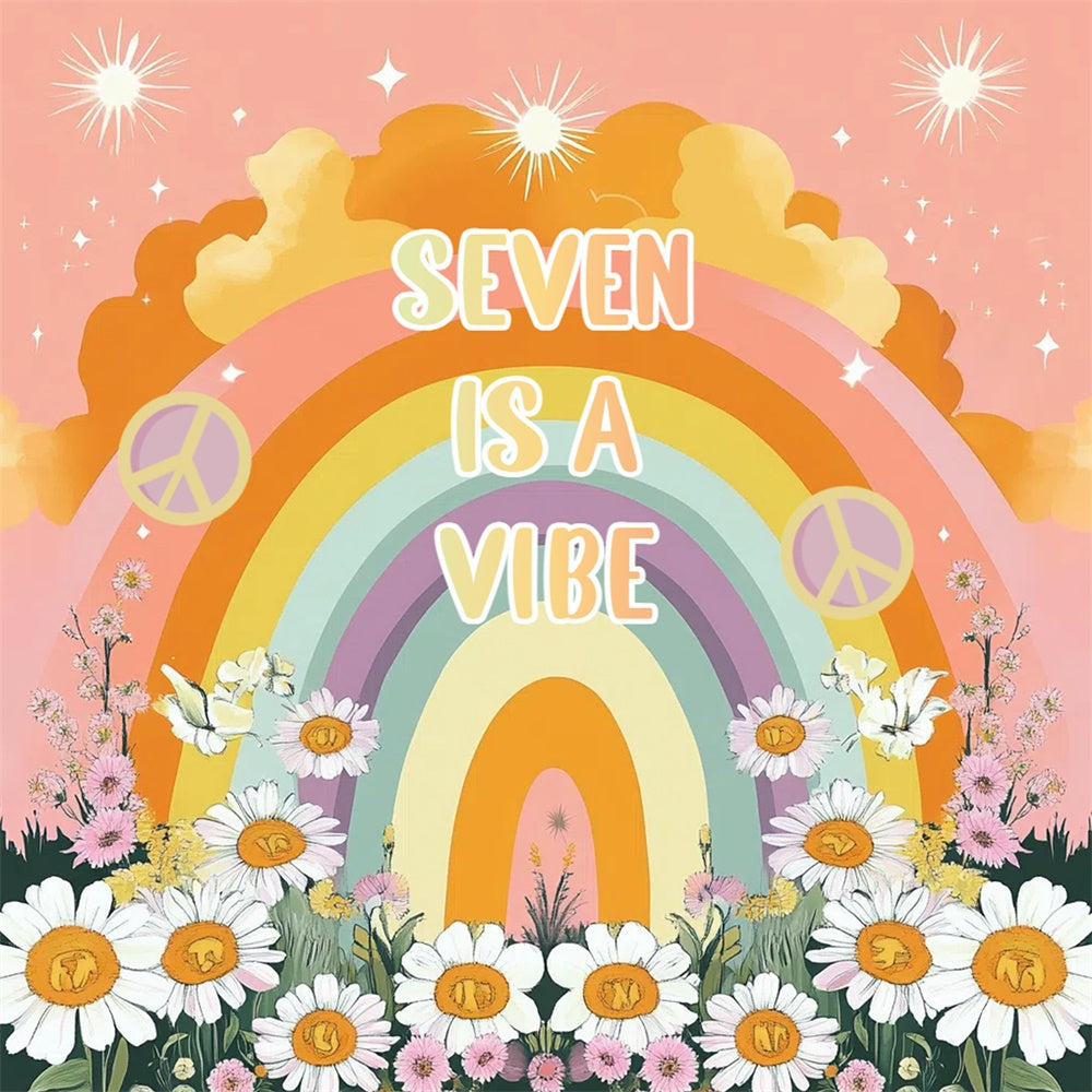 70er Jahre Fotohintergrund Retro Gänseblümchen Regenbogen Hintergrund CSH5-4