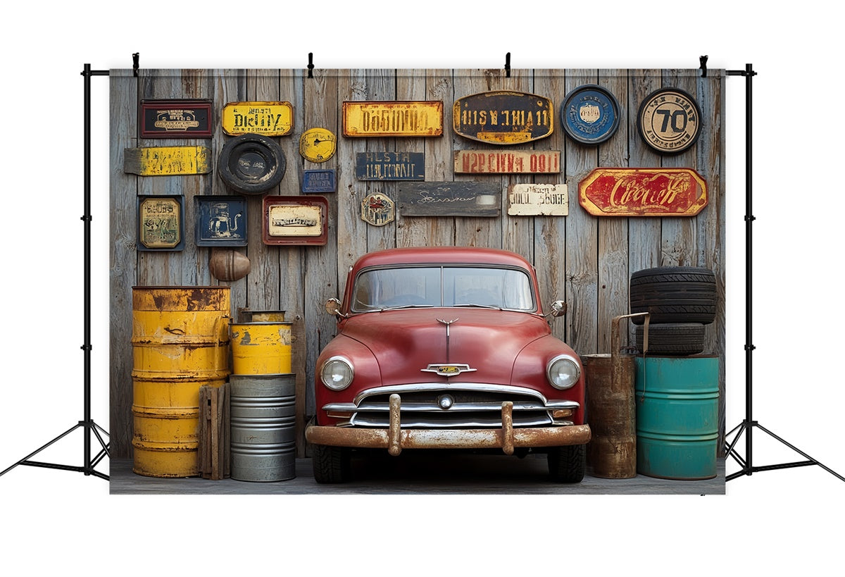 Backdrop Vatertag Verwitterte Holz Garage Backdrop CSH5-43