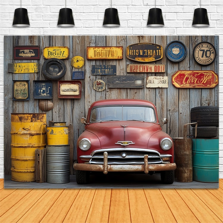 Backdrop Vatertag Verwitterte Holz Garage Backdrop CSH5-43