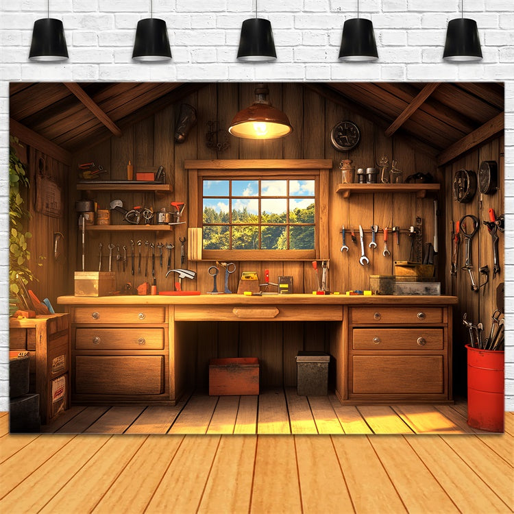 Backdrop Vatertag Vintage Holz Werkzeughaus Backdrop CSH5-48