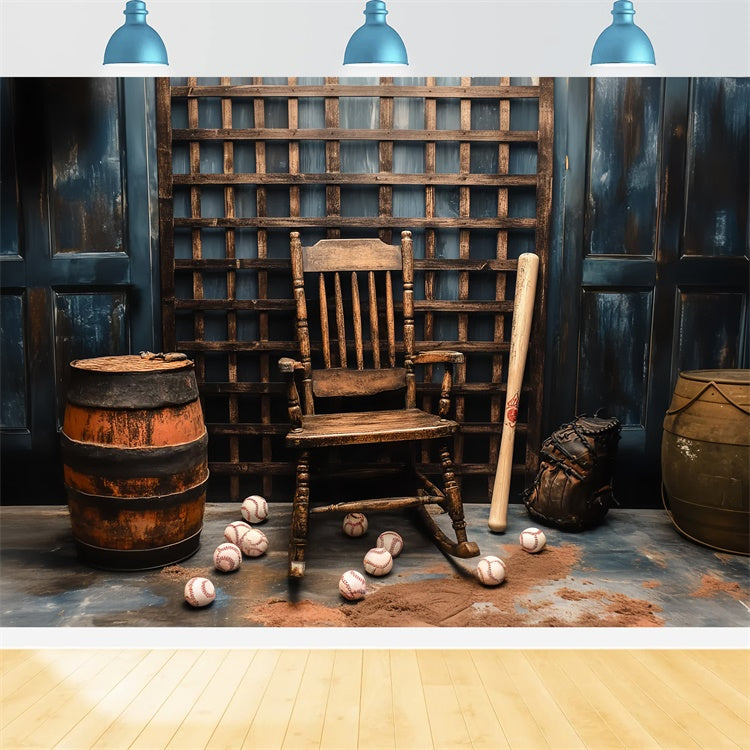 Backdrop Vatertag Holzstuhl Baseball Backdrop CSH5-63