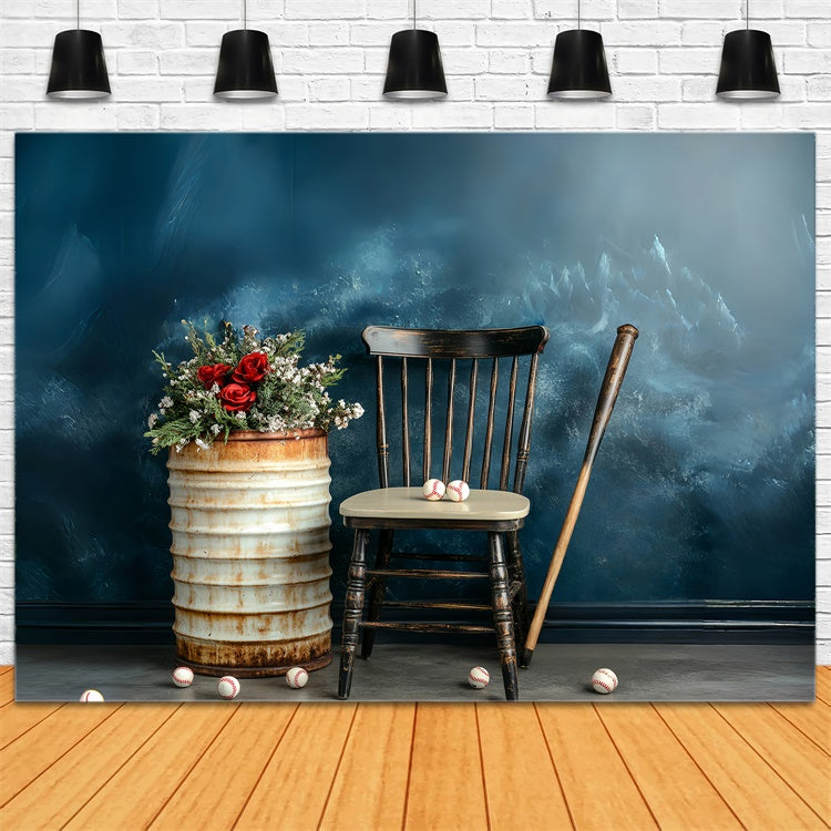 Backdrop Vatertag Rustikale Baseball Blumen Backdrop CSH5-64