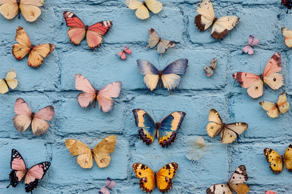 Sommer Backdrops Vintage Blauer Backstein Schmetterling Backdrop CSH5-78