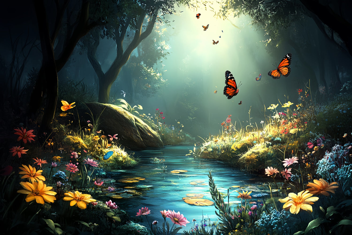 Schmetterling Backdrops Enchanted Forest Creek Sommer Backdrop CSH5-79