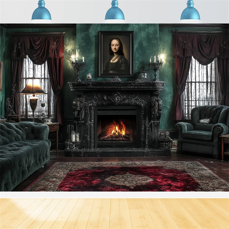 Viktorianische Kulissen Emerald Fireside Manor Vintage Foto Hintergrund CSH57-105