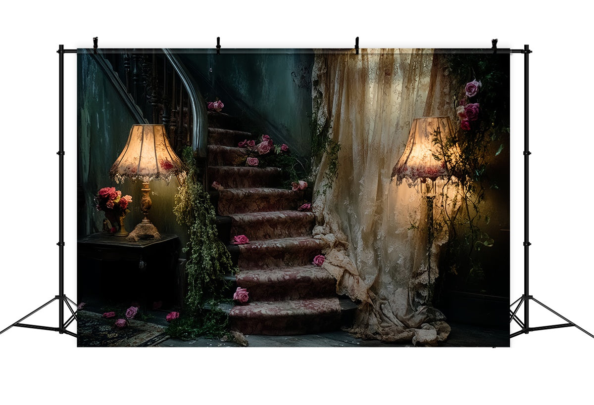 Antiker Hintergrund Faded Rose Staircase Vintage Fotokulisse CSH57-108