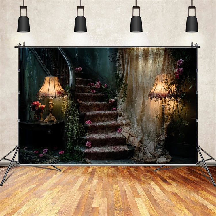 Antiker Hintergrund Faded Rose Staircase Vintage Fotokulisse CSH57-108
