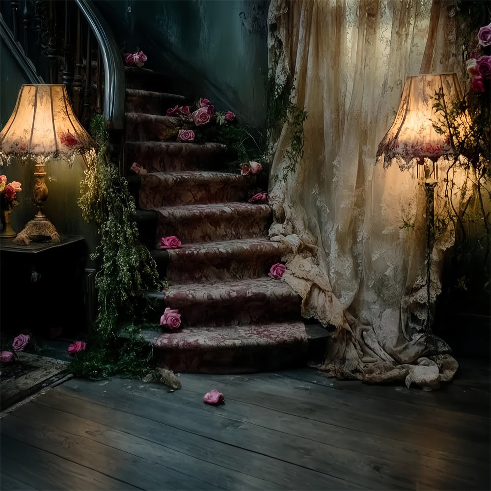 Antiker Hintergrund Faded Rose Staircase Vintage Fotokulisse CSH57-108