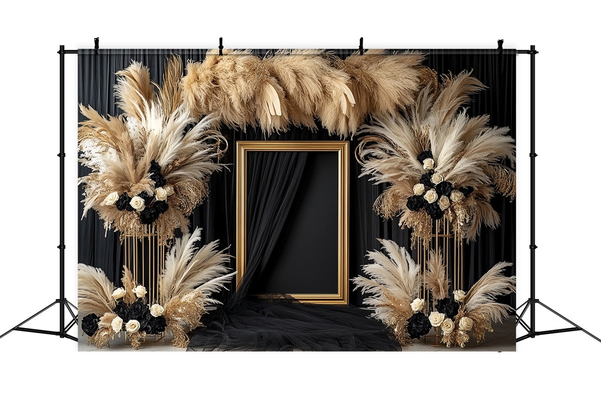 Vintage Hintergrund für Fotoshooting Dunkle Blüte Pampas Hintergrund CSH57-111