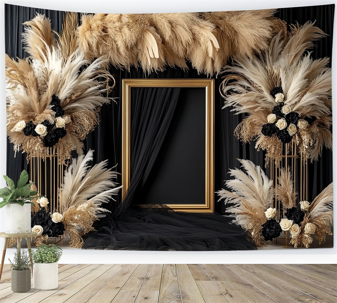 Vintage Hintergrund für Fotoshooting Dunkle Blüte Pampas Hintergrund CSH57-111