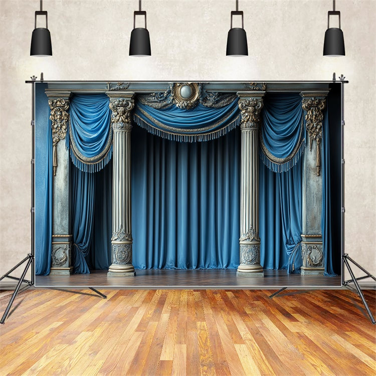 Vintage Fotografie Hintergrund Noble Blue Column Backdrop CSH57-112