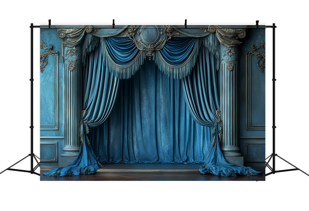 Vintage Foto Hintergrund Regal Sapphire Drapes Backdrop CSH57-113