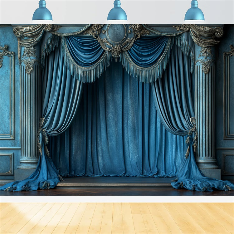 Vintage Foto Hintergrund Regal Sapphire Drapes Backdrop CSH57-113