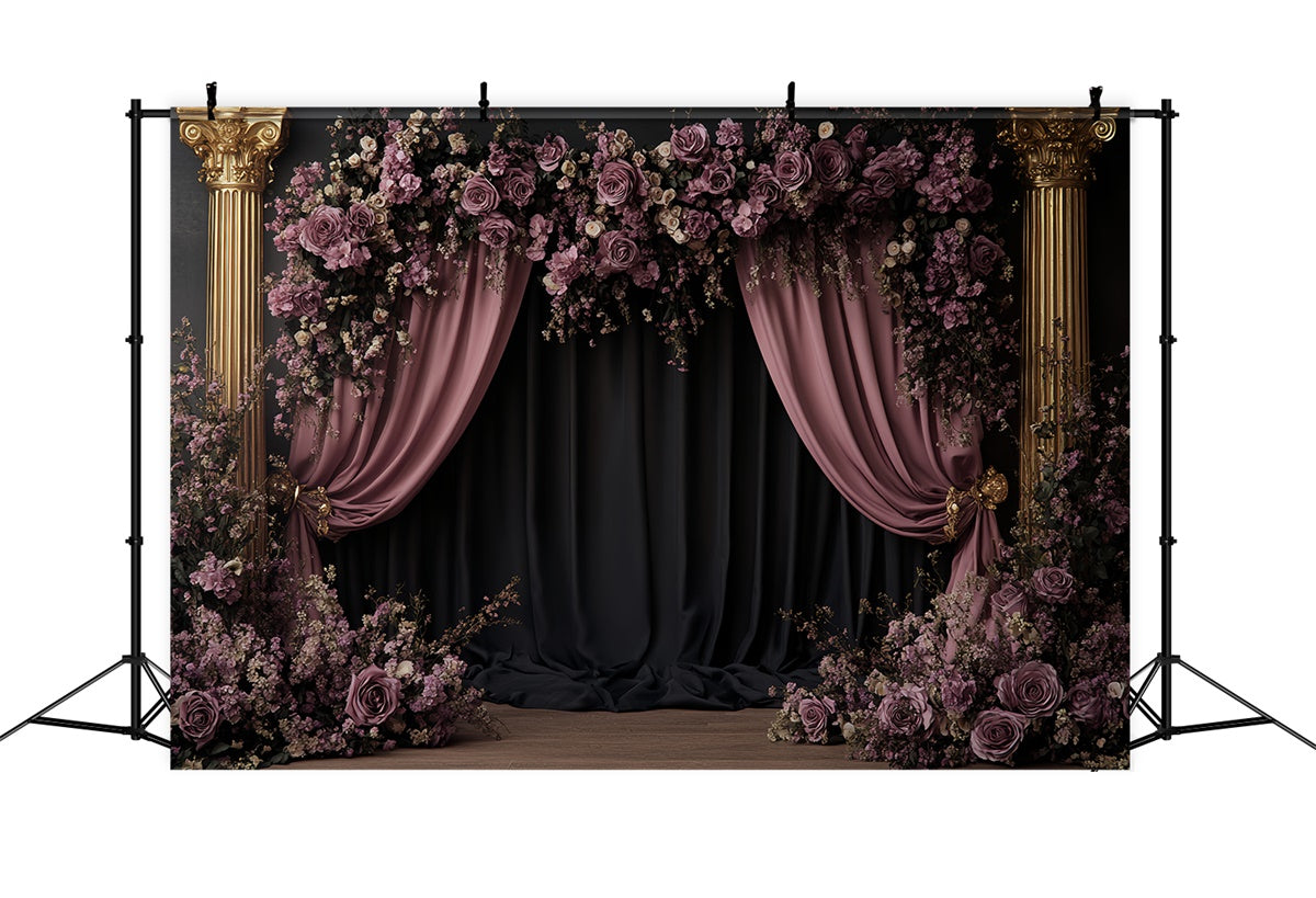 Retro Backdrop Mauve Bloom Arch Vintage Fotohintergrund CSH57-114