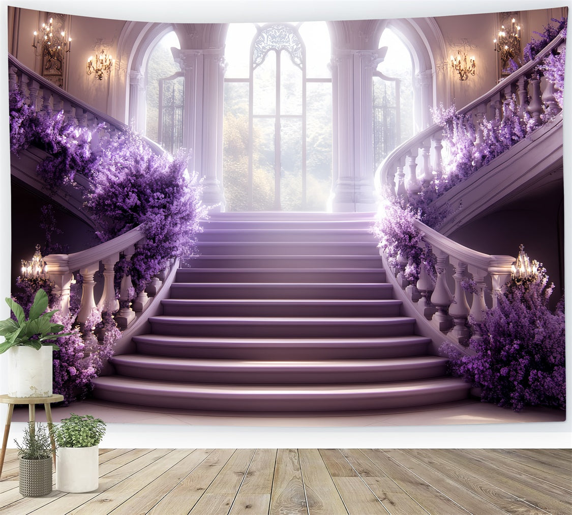 Vintage Backdrops Lavendel Treppe Ballsaal Foto Hintergrund CSH57-123
