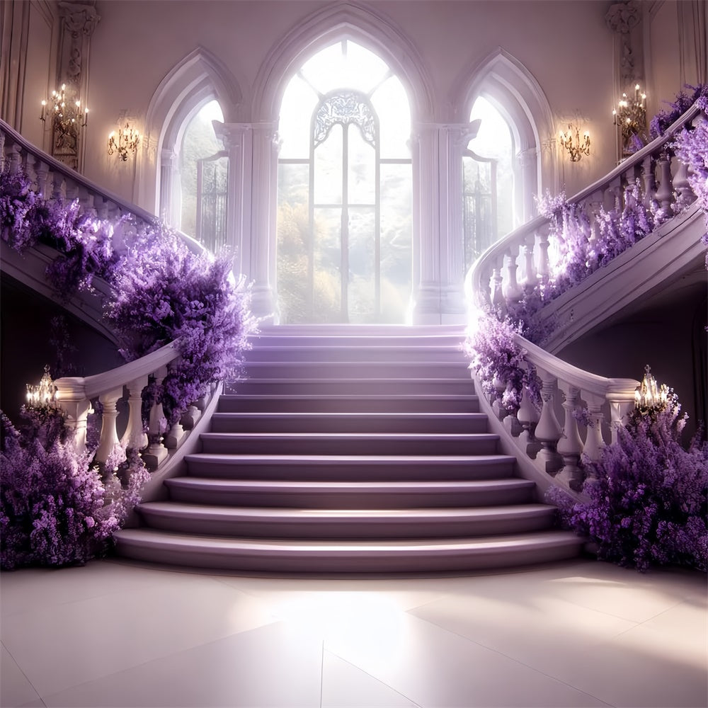 Vintage Backdrops Lavendel Treppe Ballsaal Foto Hintergrund CSH57-123