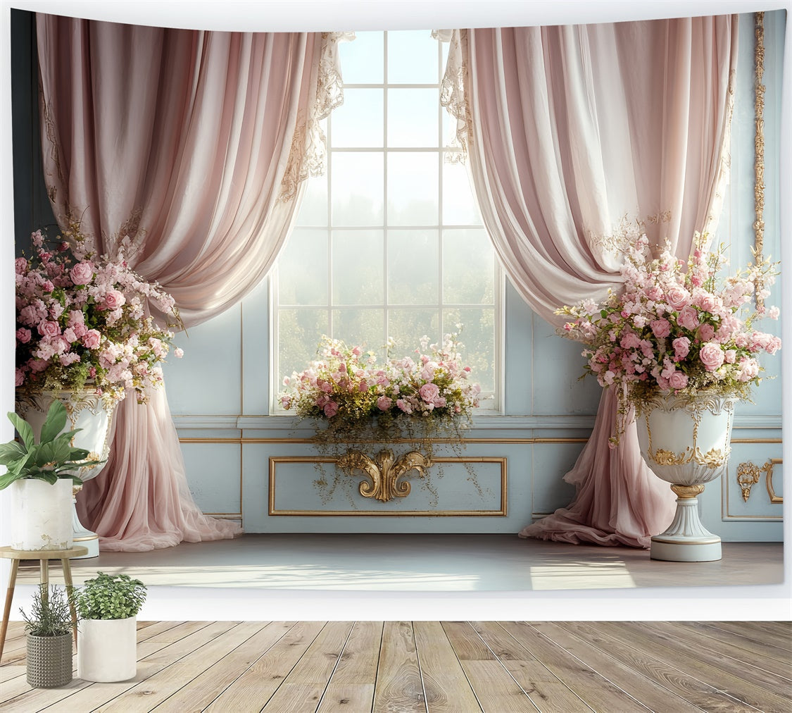 Rokoko Backdrop Blush Curtain Window Vintage Fotohintergrund CSH57-127