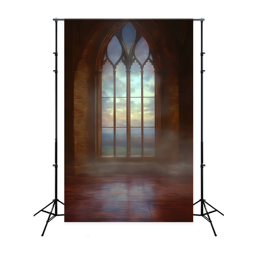 Vintage Fotokulisse Gothic Sonnenaufgang Fenster Backdrops CSH57-133