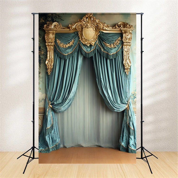 Barocke Hintergrundkulisse Royal Teal Drape Vintage Fotohintergrund CSH57-138