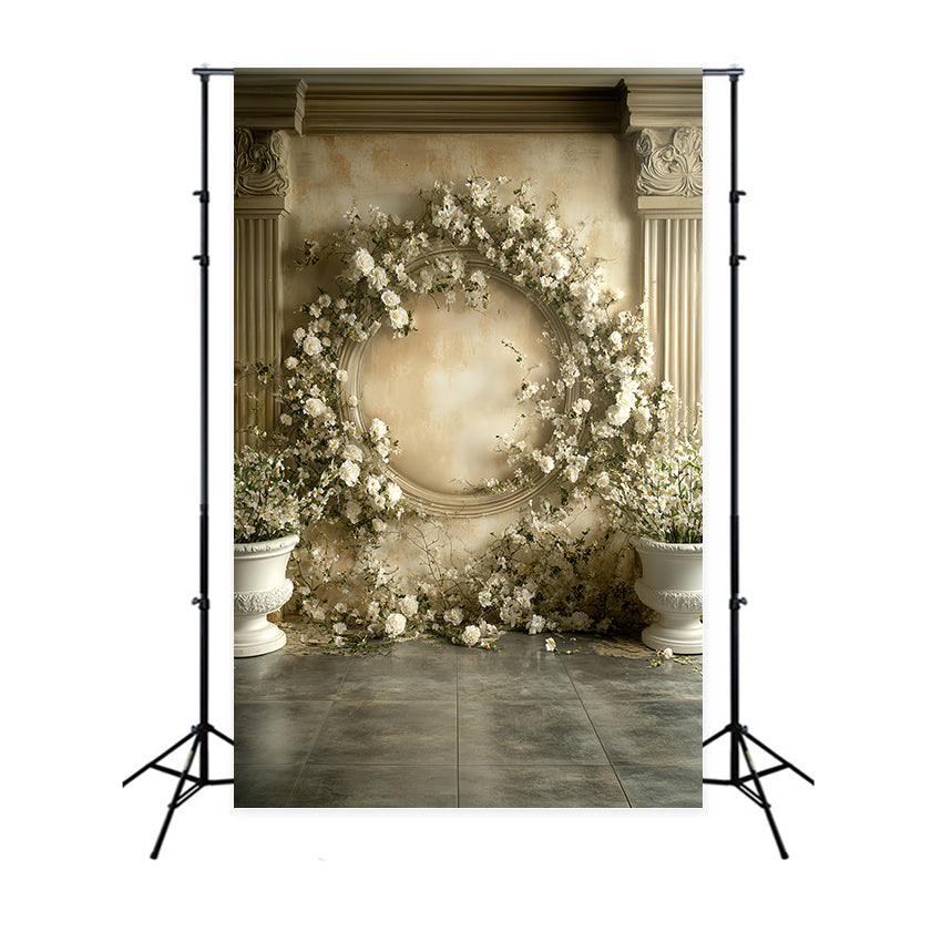 Victorian Foto Hintergrund Cream Rose Wreath Vintage Backdrops CSH57-140