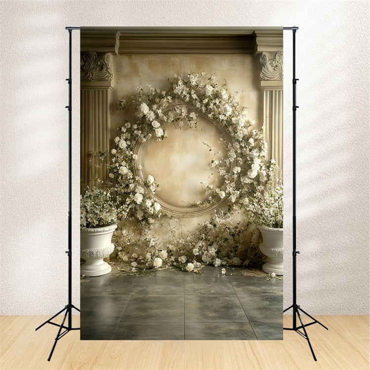Victorian Foto Hintergrund Cream Rose Wreath Vintage Backdrops CSH57-140