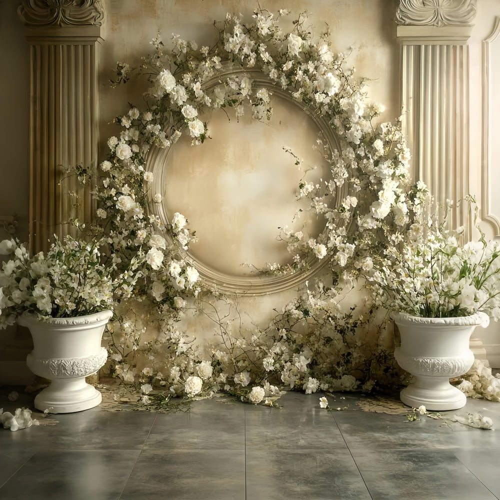 Victorian Foto Hintergrund Cream Rose Wreath Vintage Backdrops CSH57-140
