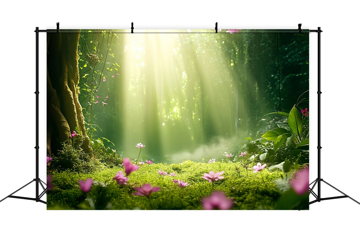 Wald Fotokulisse Morgenlicht Waldlandschaft Fotohintergrund CSH57-155