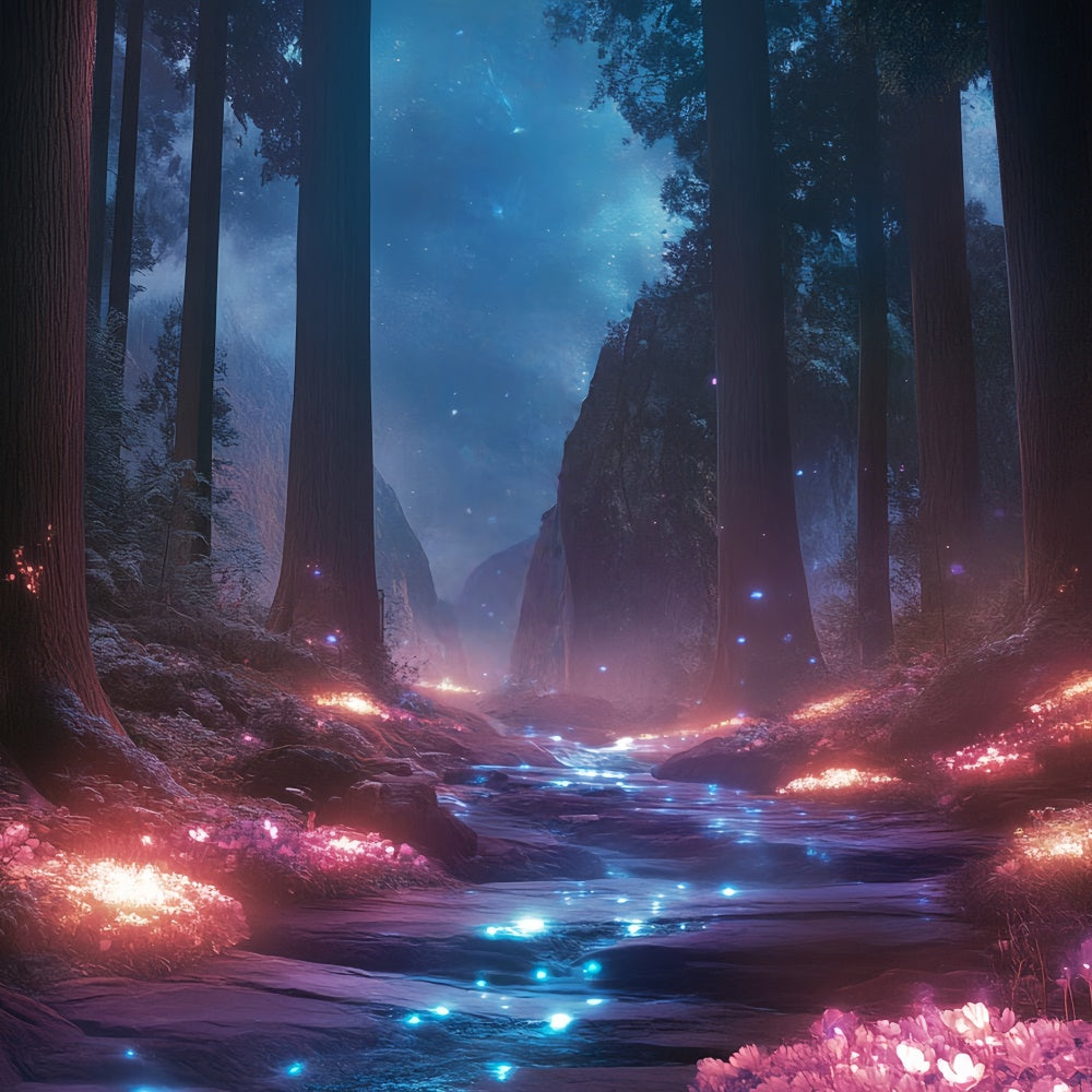 Nacht Wald Kulisse Mystic Twilight River Fotohintergrund CSH57-160