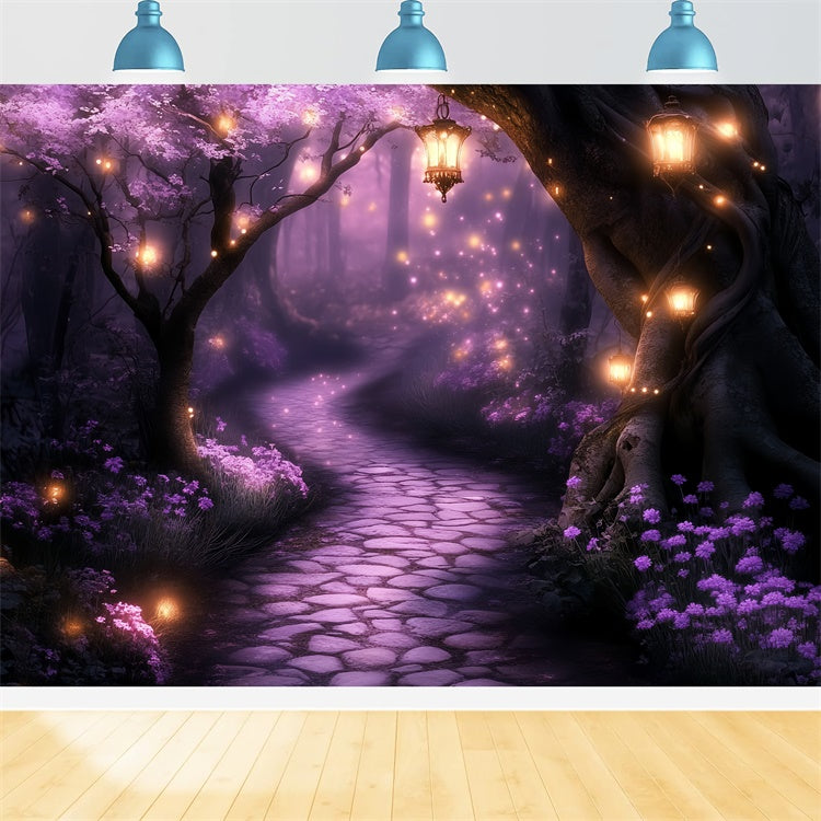 Enchanted Forest Fotohintergrund Mystic Purple Glow Path Backdrop CSH57-164