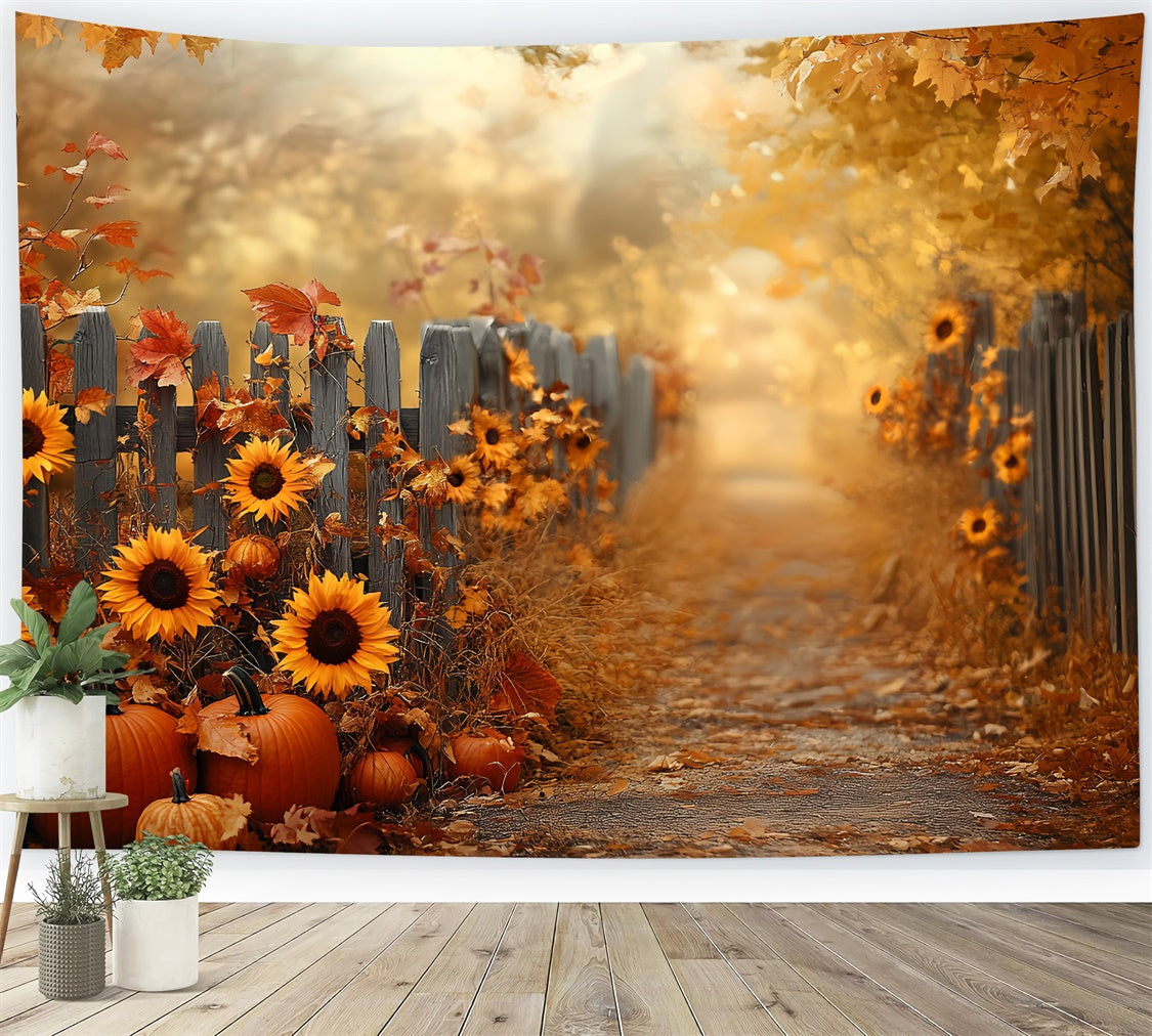Herbst-Fotohintergrund Sonnenblumen-Zaun Ernte-Hintergrund CSH57-183