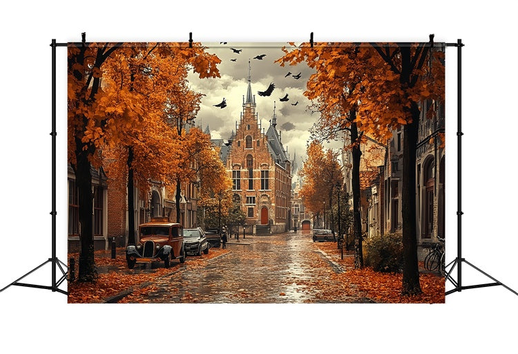 Herbstblätter Hintergrund regnerisch Gothic Herbst Straße Hintergrund CSH57-189