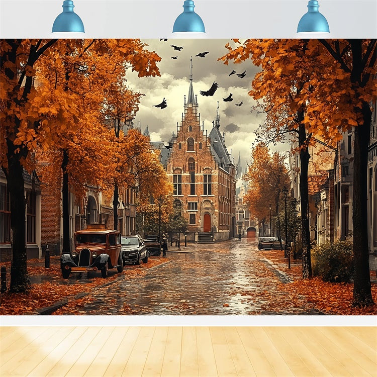 Herbstblätter Hintergrund regnerisch Gothic Herbst Straße Hintergrund CSH57-189