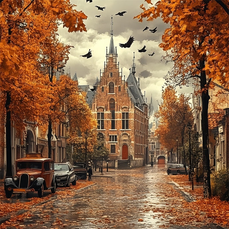 Herbstblätter Hintergrund regnerisch Gothic Herbst Straße Hintergrund CSH57-189