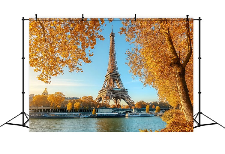 Herbst Fotohintergrund Eiffel Ahorn Flussblick Hintergrund CSH57-190