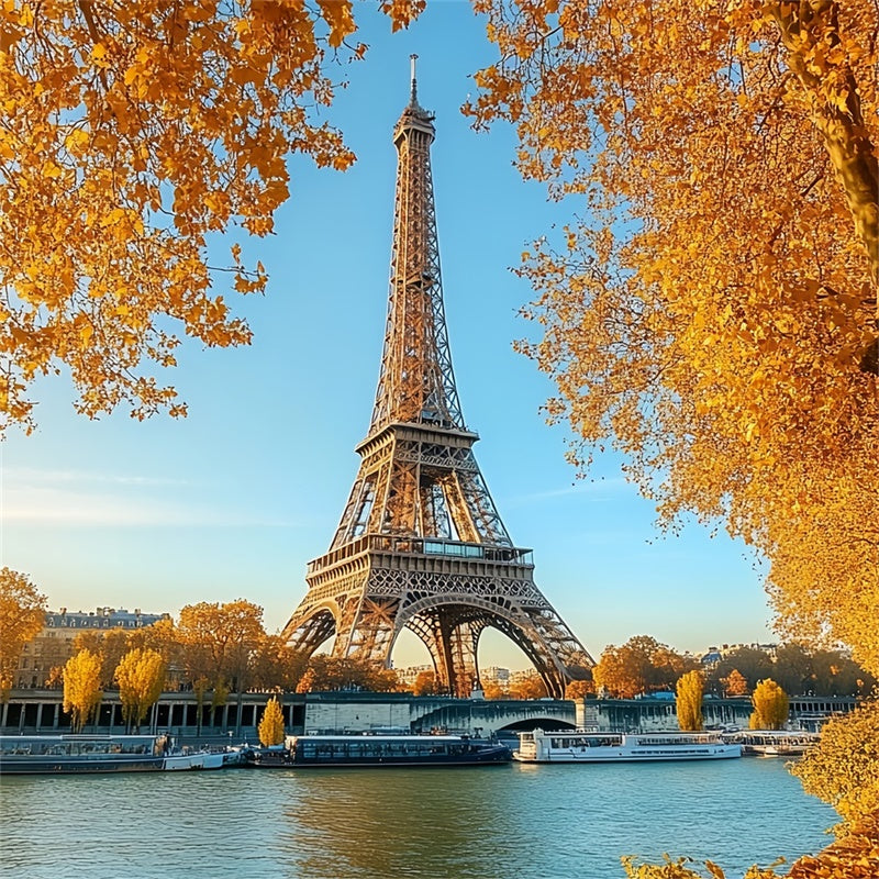 Herbst Fotohintergrund Eiffel Ahorn Flussblick Hintergrund CSH57-190