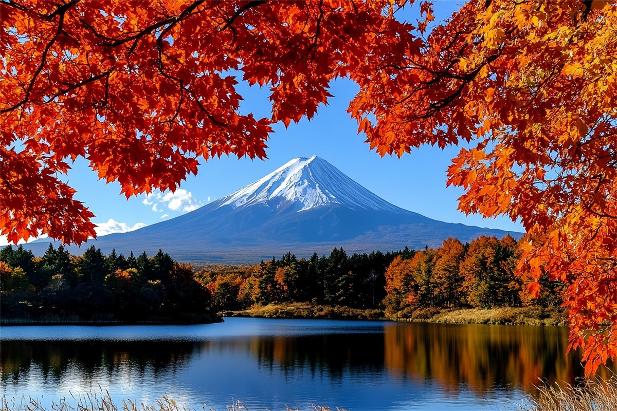 Herbst Fotoshooting Hintergrund Ahorn Ruhige Bergkulisse CSH57-191