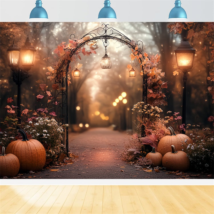 Herbst Wald Backdrop Kürbis Laterne Garten Bogen Backdrop CSH57-197